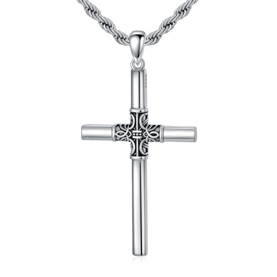 Sterling Silver Celtic Knot & Cross Pendant Necklace for Men