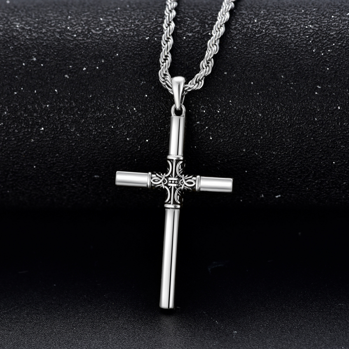 Sterling Silver Celtic Knot & Cross Pendant Necklace for Men-3