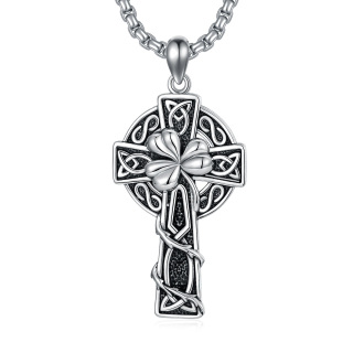 Sterling Silver Celtic Knot & Cross Pendant Necklace-16