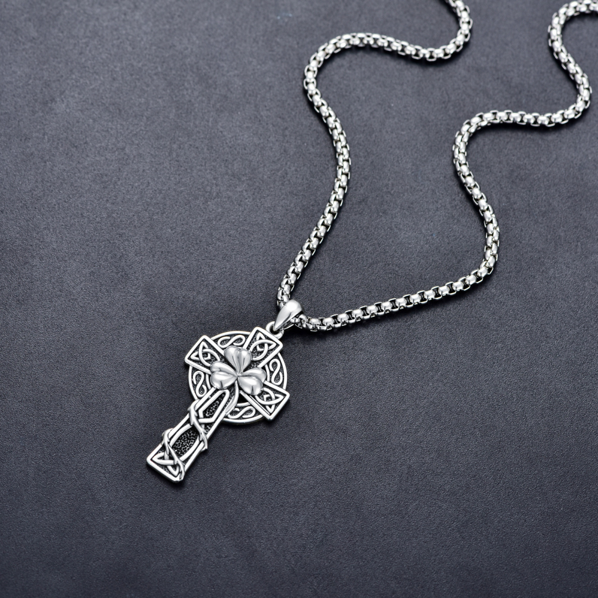 Collier en argent sterling avec pendentif nœud celtique et croix-5