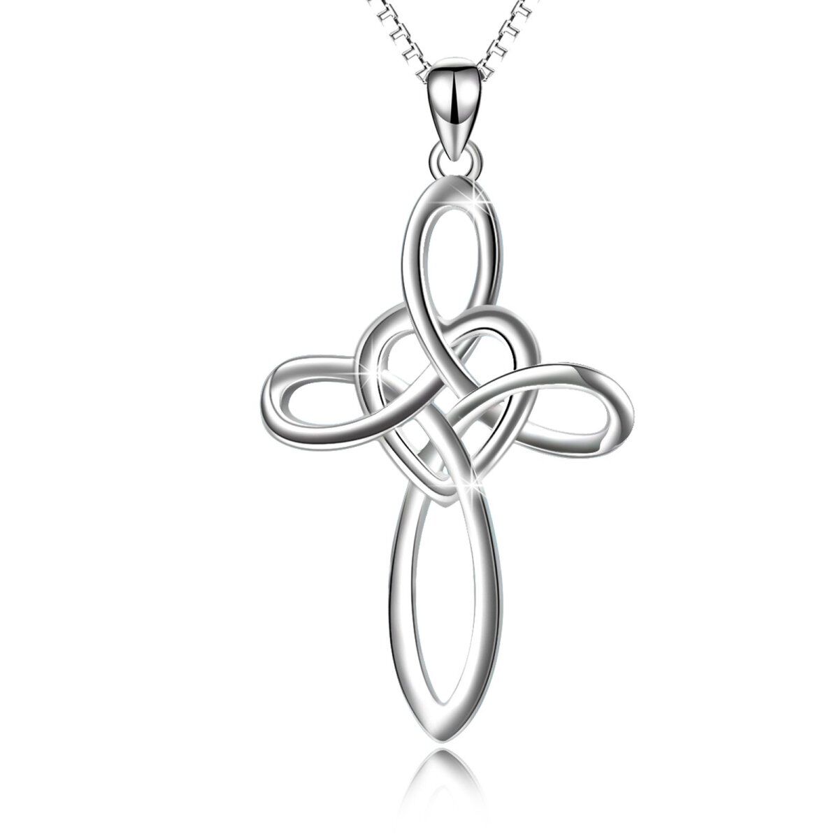 Sterling Silver Celtic Knot & Cross Pendant Necklace-1