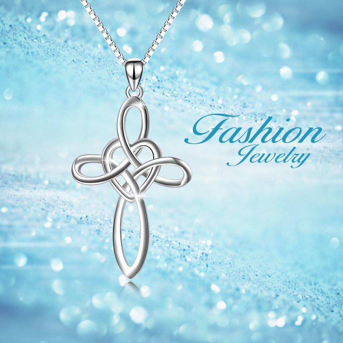 Sterling Silver Celtic Knot & Cross Pendant Necklace-5