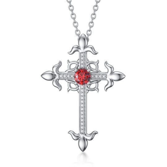 Collana con ciondolo a croce e nodo celtico in argento sterling con zirconia cubica