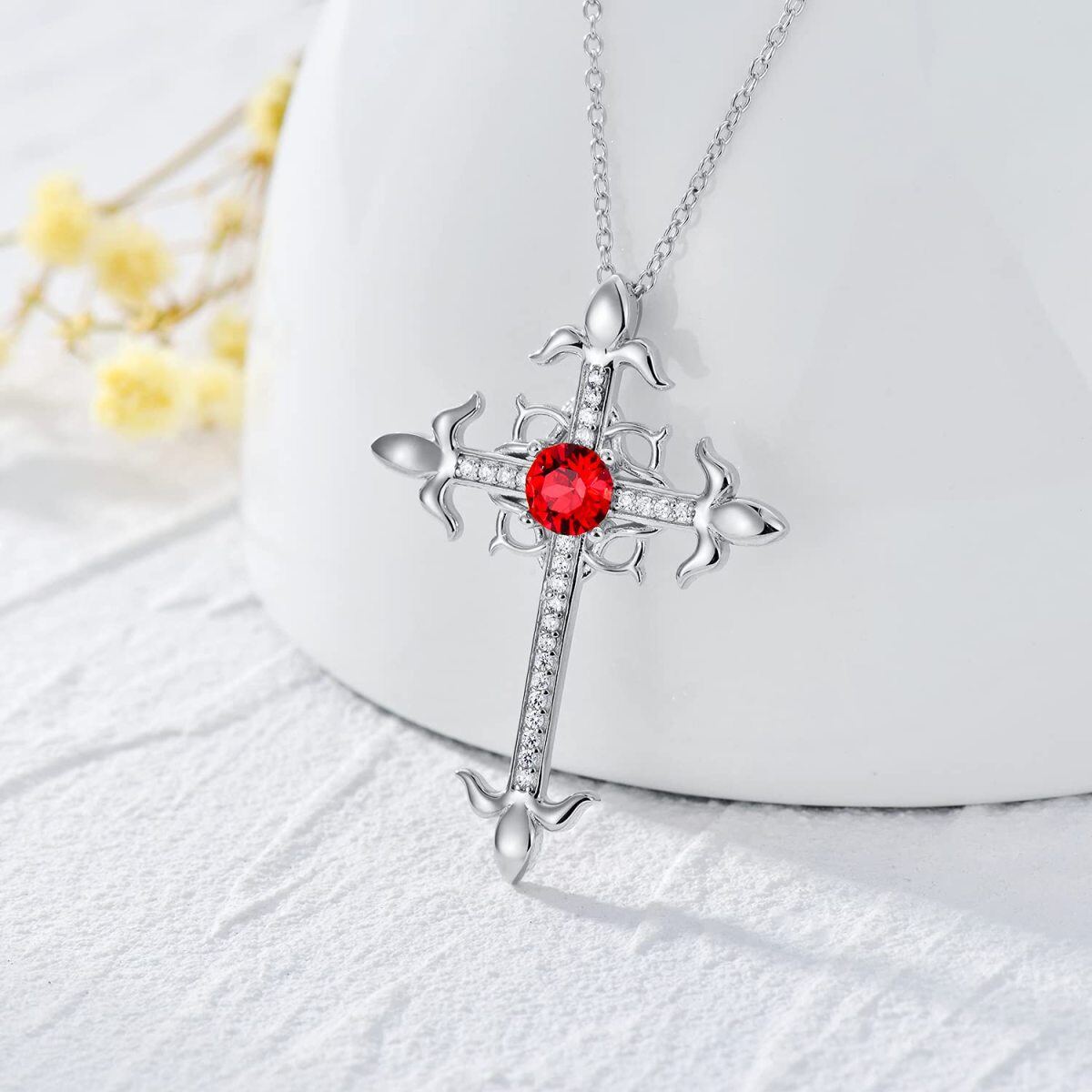 Collier en argent sterling avec pendentif nœud celtique et croix en zircon cubique-3