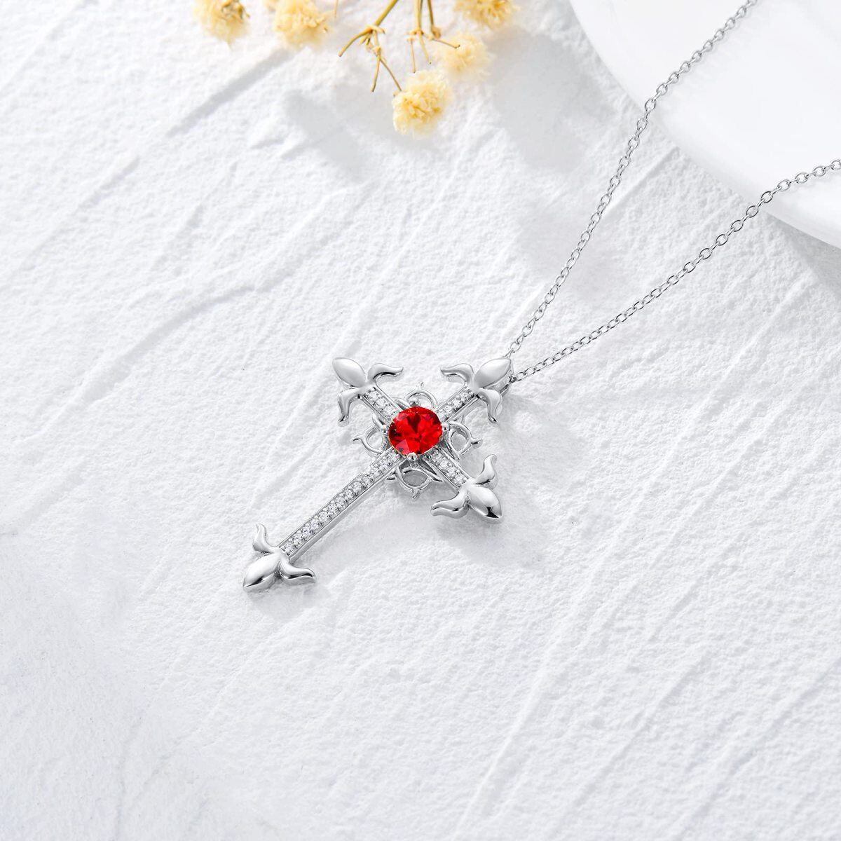 Collier en argent sterling avec pendentif nœud celtique et croix en zircon cubique-4