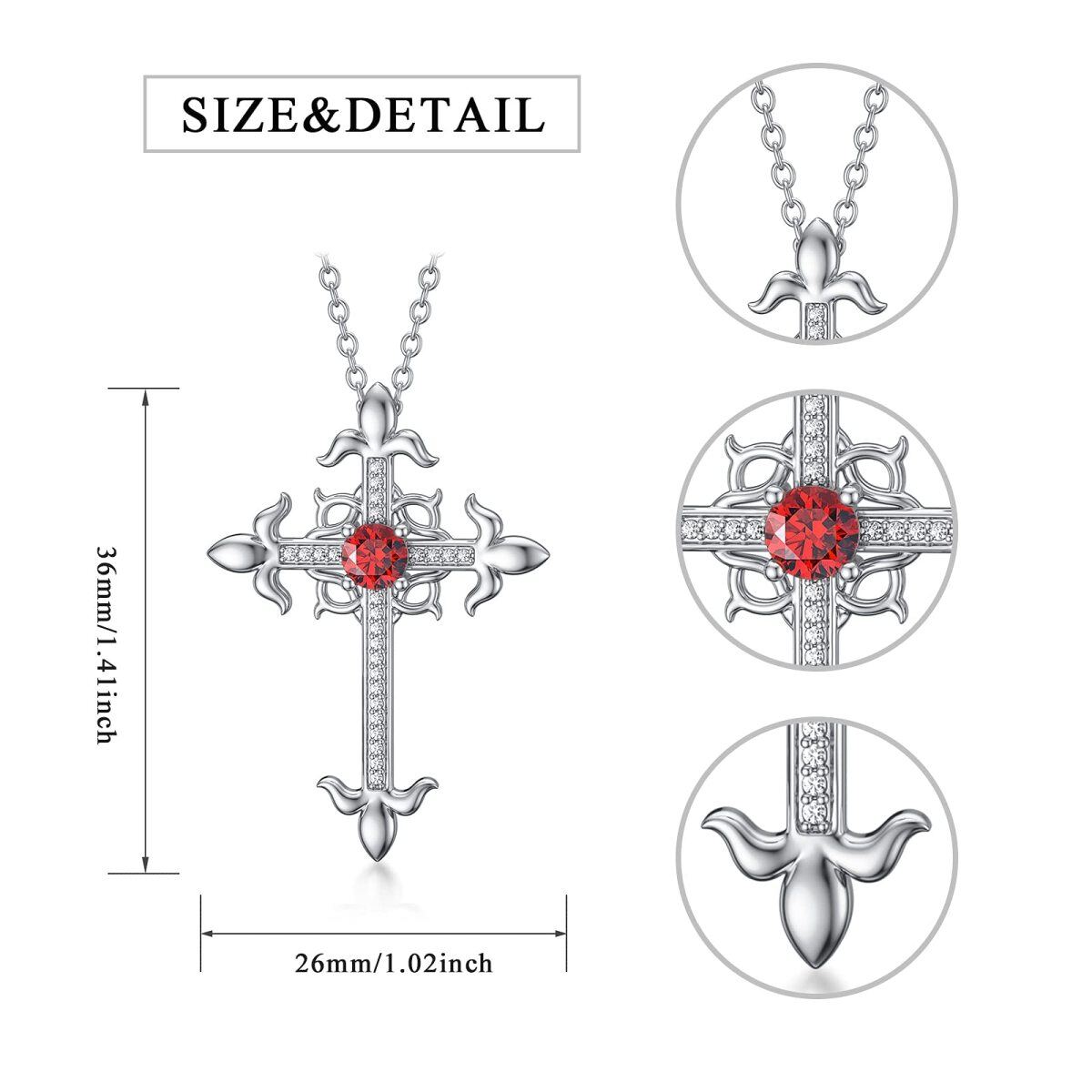 Sterling Silver Cubic Zirconia Celtic Knot & Cross Pendant Necklace-5