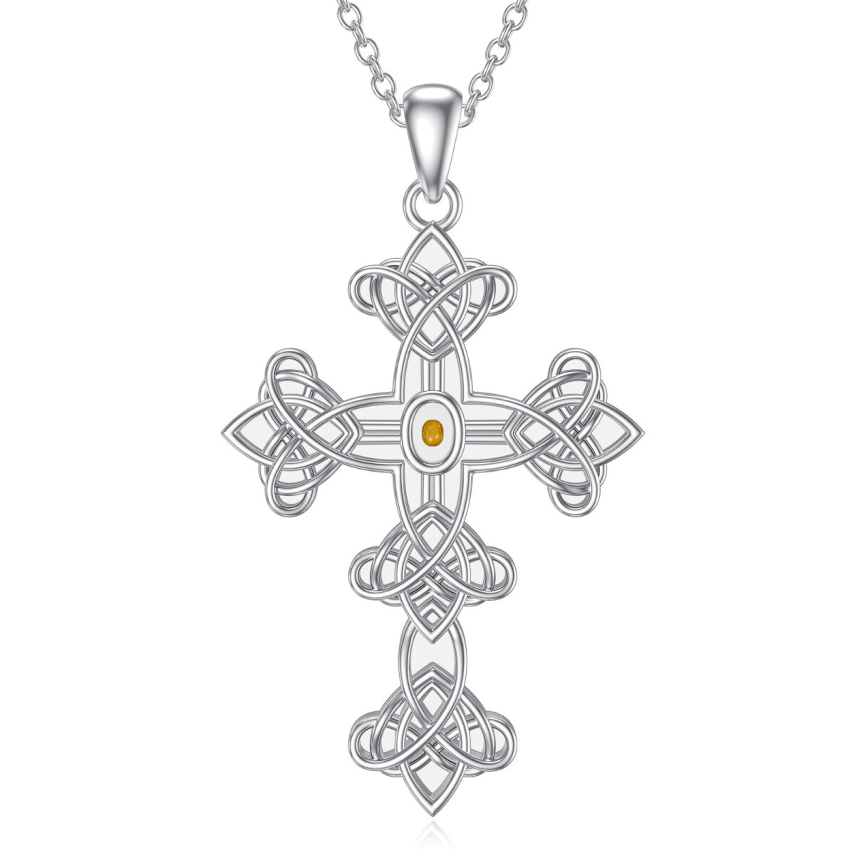 Collier en argent sterling avec pendentif nœud celtique et croix-1