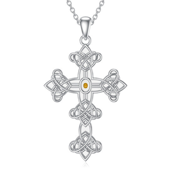 Collana con ciondolo a forma di croce e nodo celtico in argento sterling