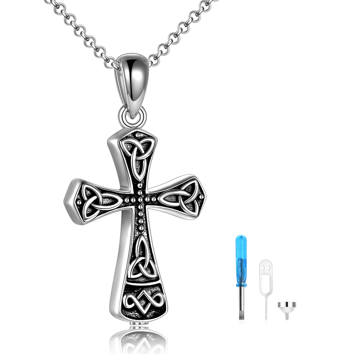 Sterling Silver Celtic Knot & Cross Urn Necklace for Ashes-1