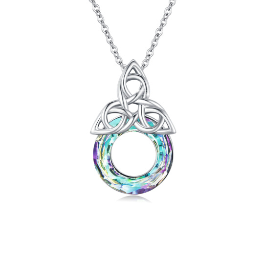 Collier en argent sterling avec pendentif nœud celtique en cristal