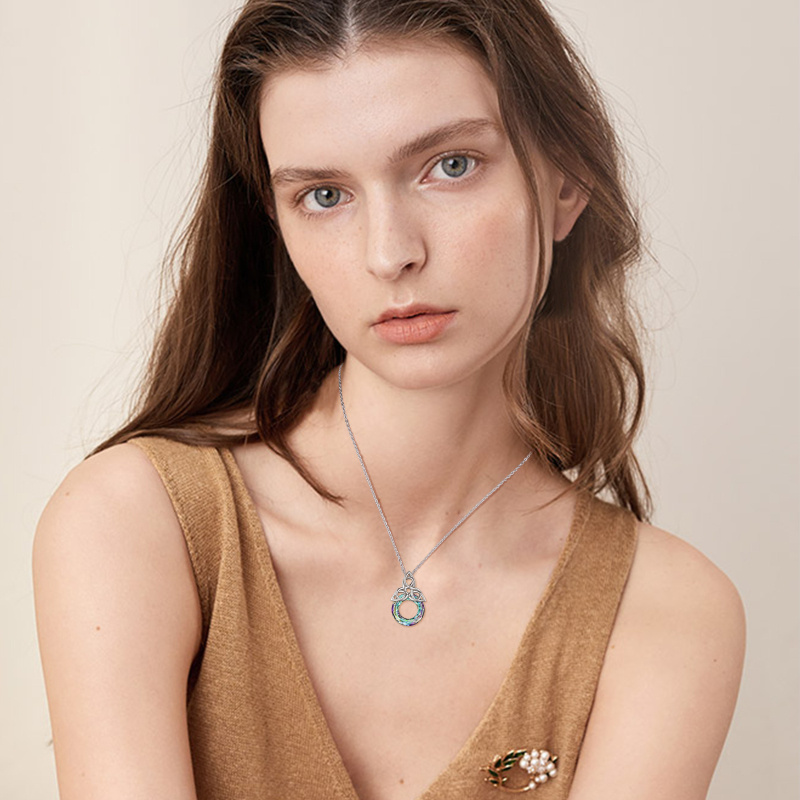 Sterling Silver Celtic Knot Crystal Pendant Necklace-2