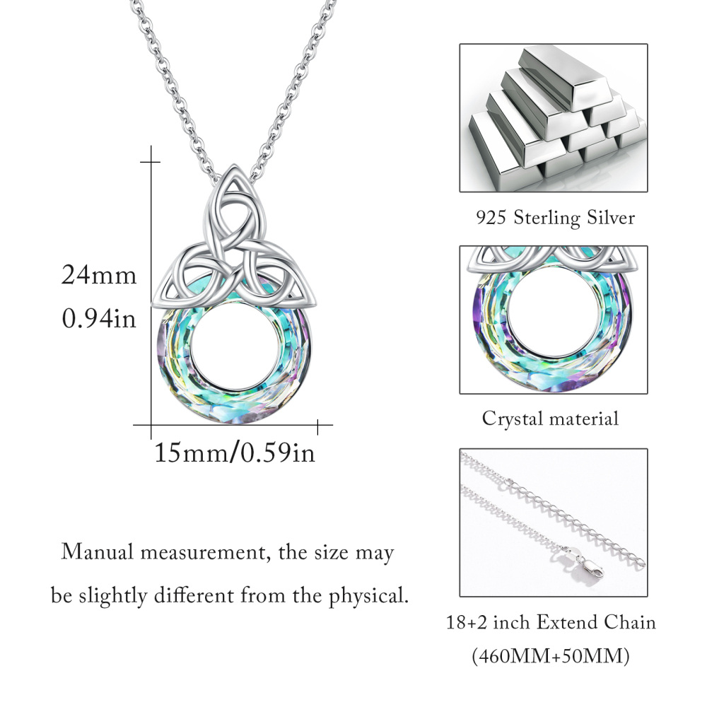 Sterling Silver Celtic Knot Crystal Pendant Necklace-5