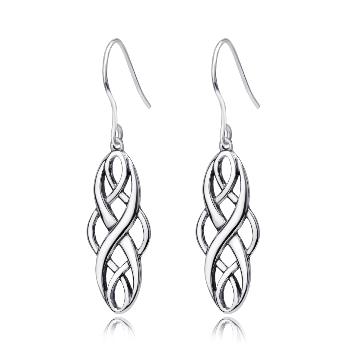 Sterling Silver Celtic Knot Drop Earrings-1