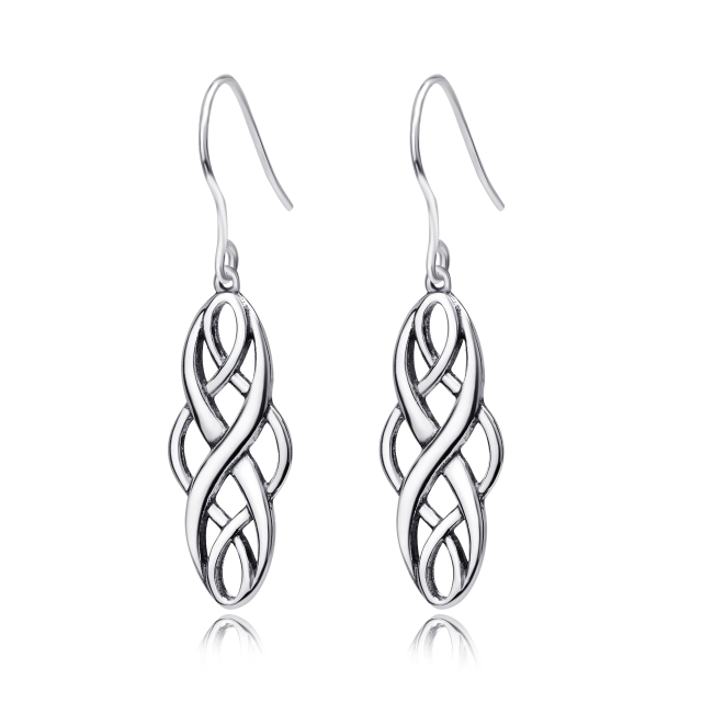 Orecchini a goccia con nodo celtico in argento sterling-1