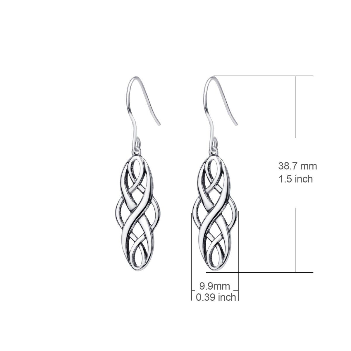 Sterling Silver Celtic Knot Drop Earrings-5