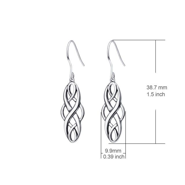 Orecchini a goccia con nodo celtico in argento sterling-5