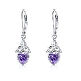 Sterling Silver Cubic Zirconia Celtic Knot Drop Earrings-30