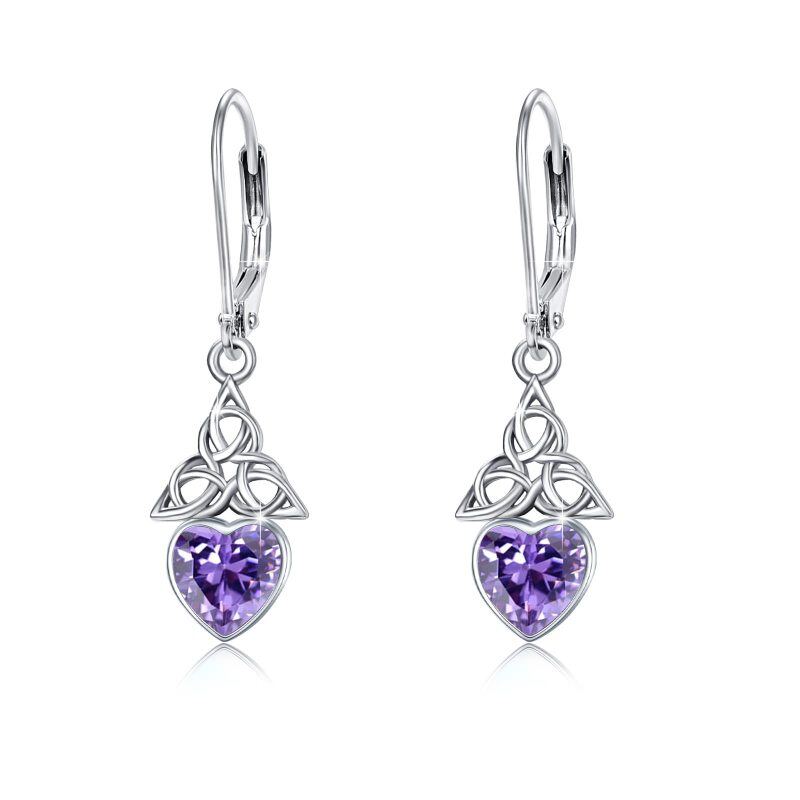 Sterling Silver Cubic Zirconia Celtic Knot Drop Earrings-10