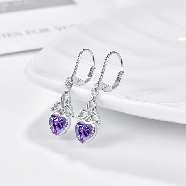 Boucles d'oreilles pendantes en argent sterling avec nœud celtique et zirconium cubique-3