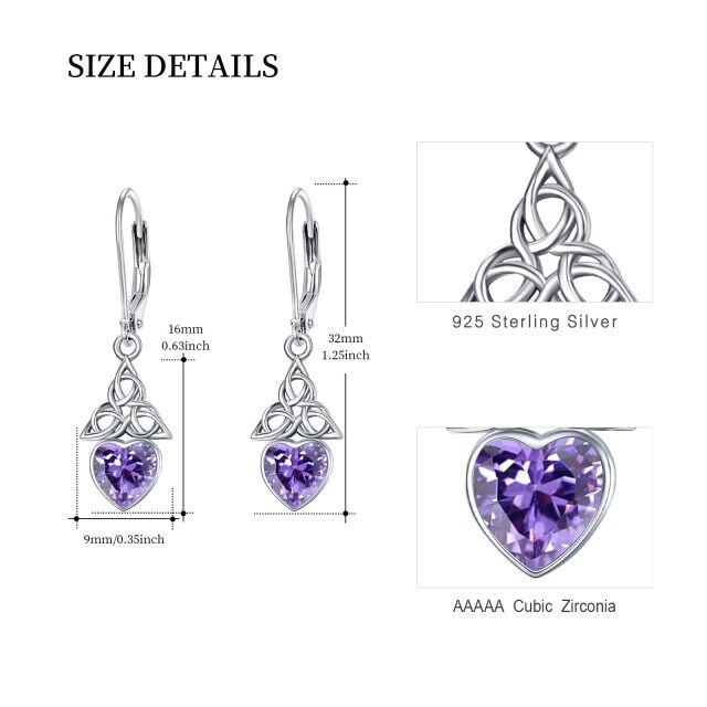 Boucles d'oreilles pendantes en argent sterling avec nœud celtique et zirconium cubique-5