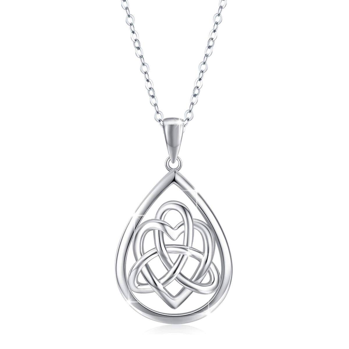 Sterling Silver Celtic Knot & Drop Shape Pendant Necklace-1