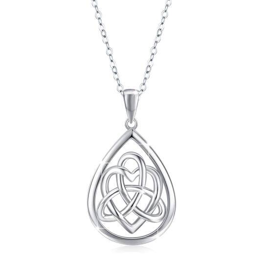 Collier pendentif en forme de goutte en argent sterling avec nœud celtique