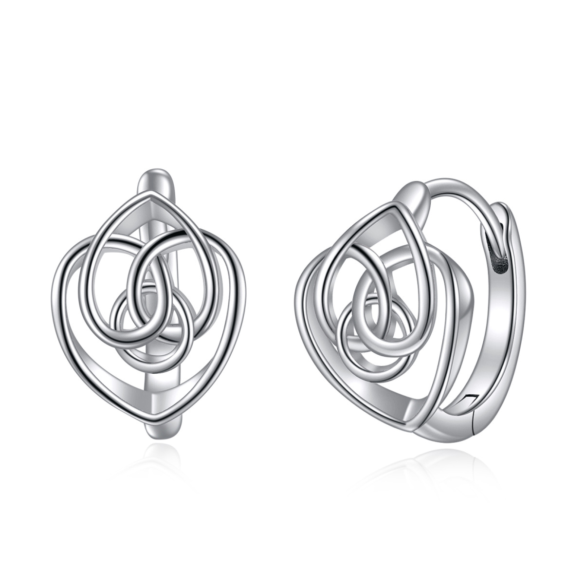 Sterling Silver Celtic Knot & Heart Hoop Earrings-1