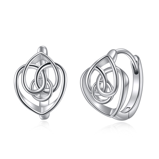 Orecchini a cerchio in argento sterling con nodo celtico e cuore