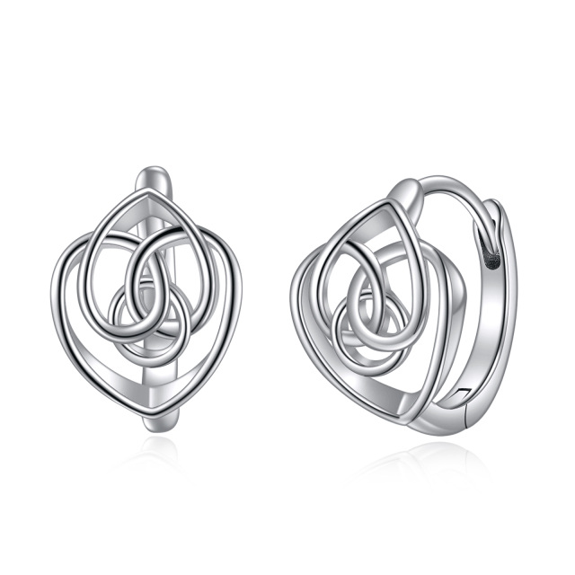 Orecchini a cerchio in argento sterling con nodo celtico e cuore-1