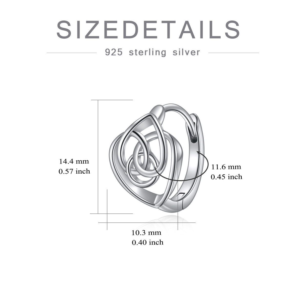 Sterling Silber Keltischer Knoten & Herz-Ohrringe-5