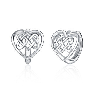 Sterling Silver Celtic Knot & Heart Stud Earrings-5