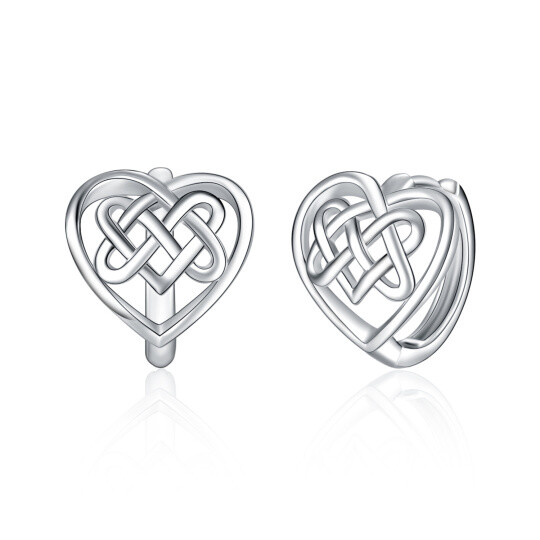 Sterling Silver Celtic Knot & Heart Stud Earrings