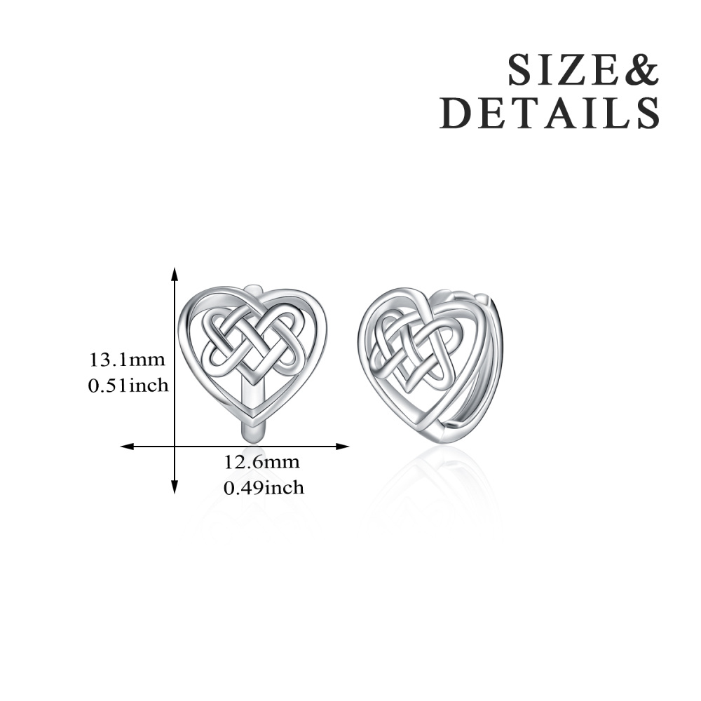 Sterling Silver Celtic Knot & Heart Stud Earrings-4