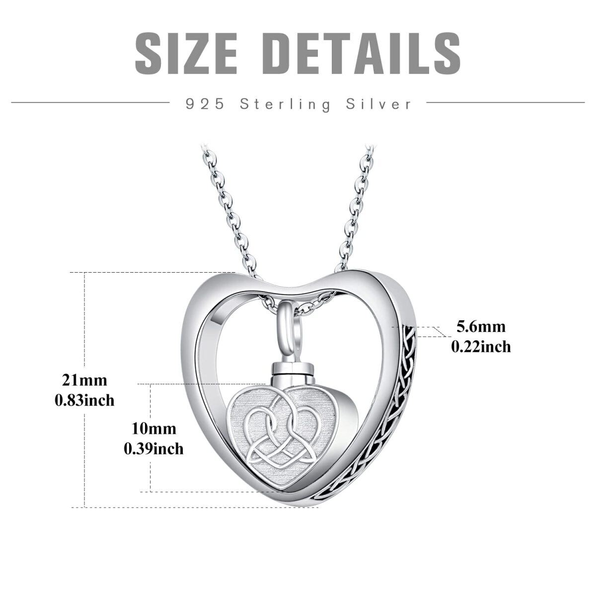 Collier d’urne de coeur de noeud celtique en argent sterling-5