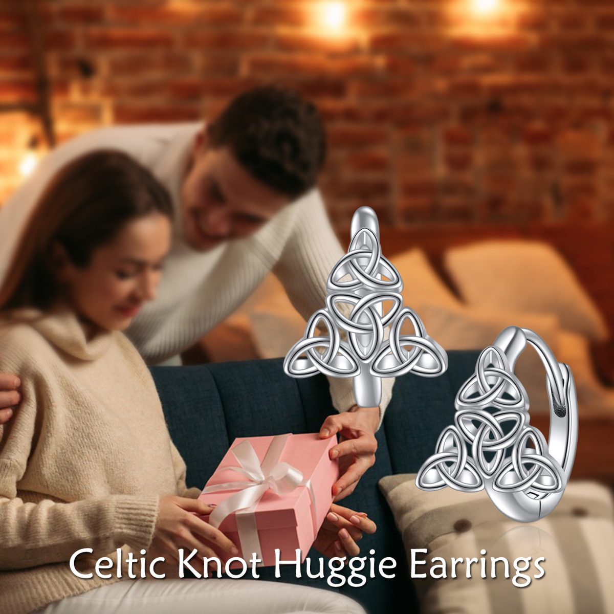 Sterling Silver Celtic Knot Hoop Earrings-6