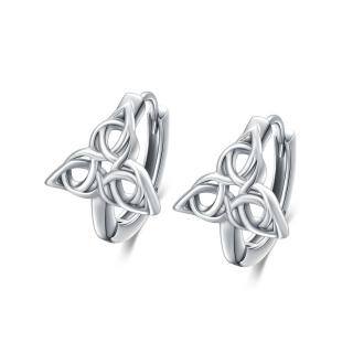 Sterling Silver Celtic Knot Hoop Earrings-17