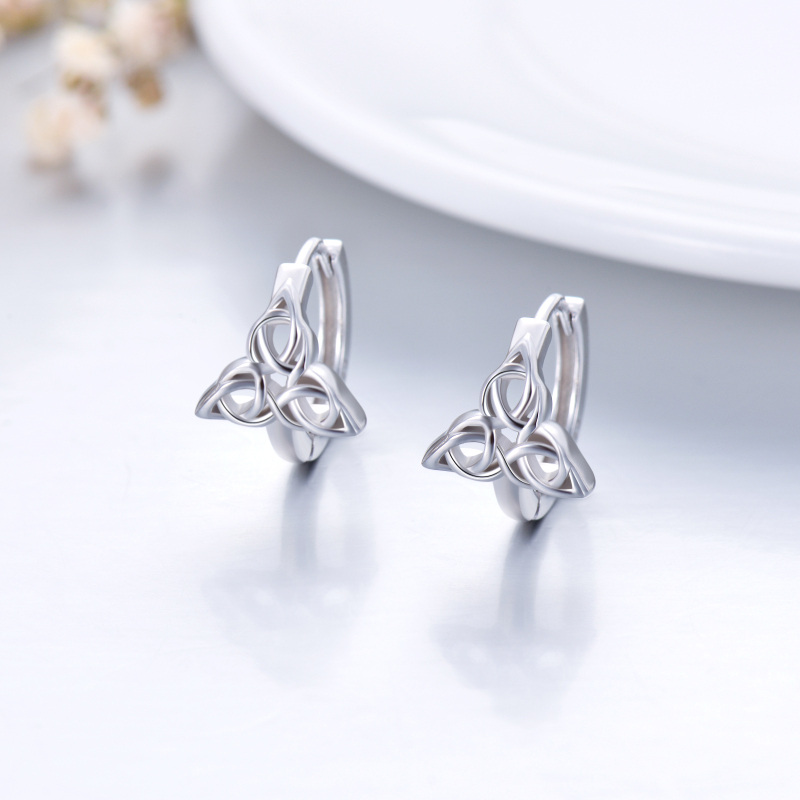 Sterling Silver Celtic Knot Hoop Earrings-3