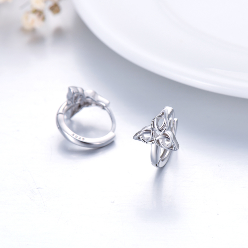 Sterling Silver Celtic Knot Hoop Earrings-4