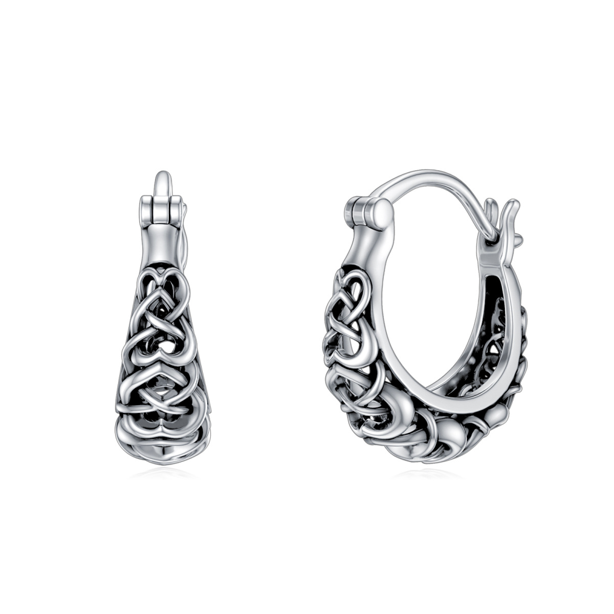 Orecchini a cerchio con nodo celtico in argento sterling-1