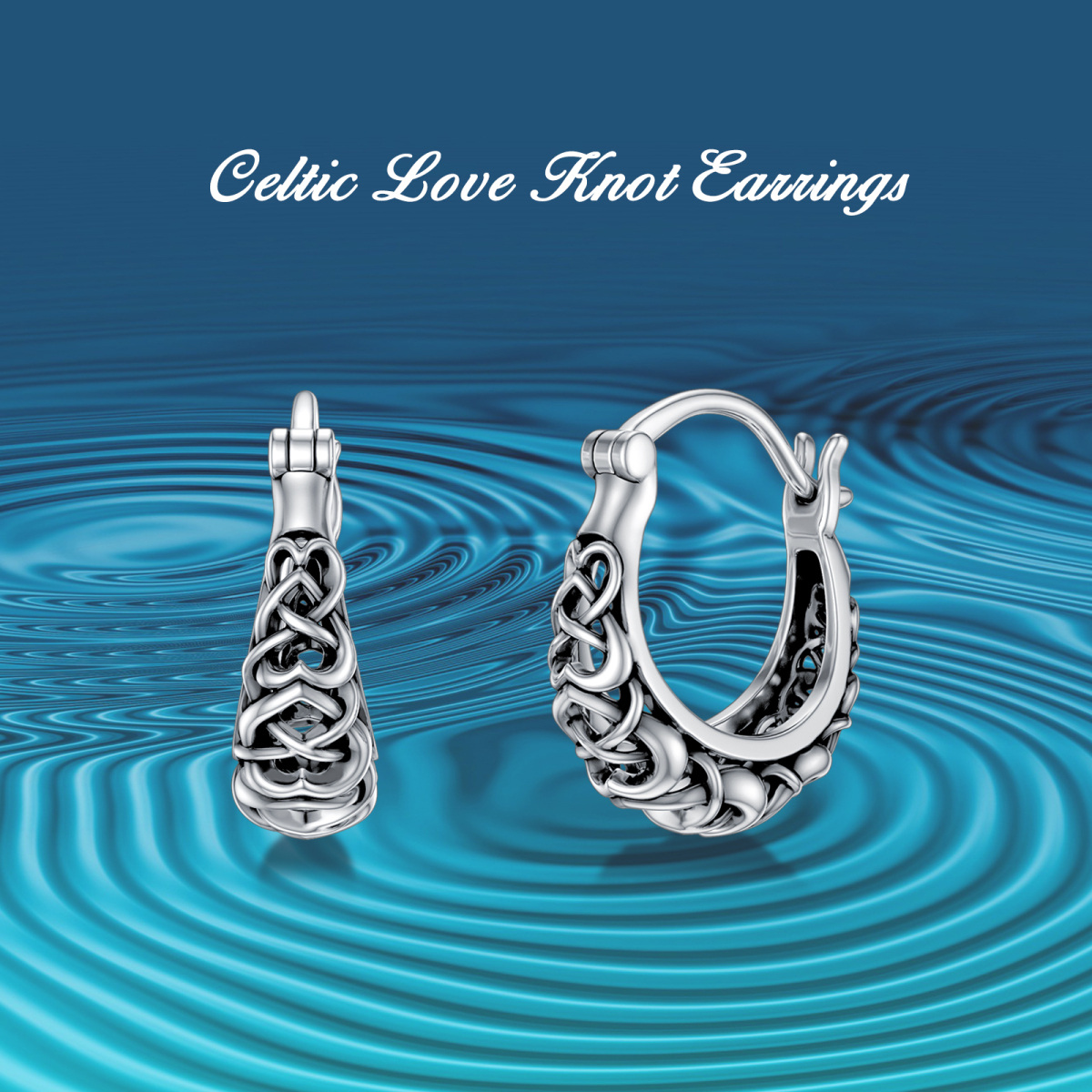 Sterling Silver Celtic Knot Hoop Earrings-5