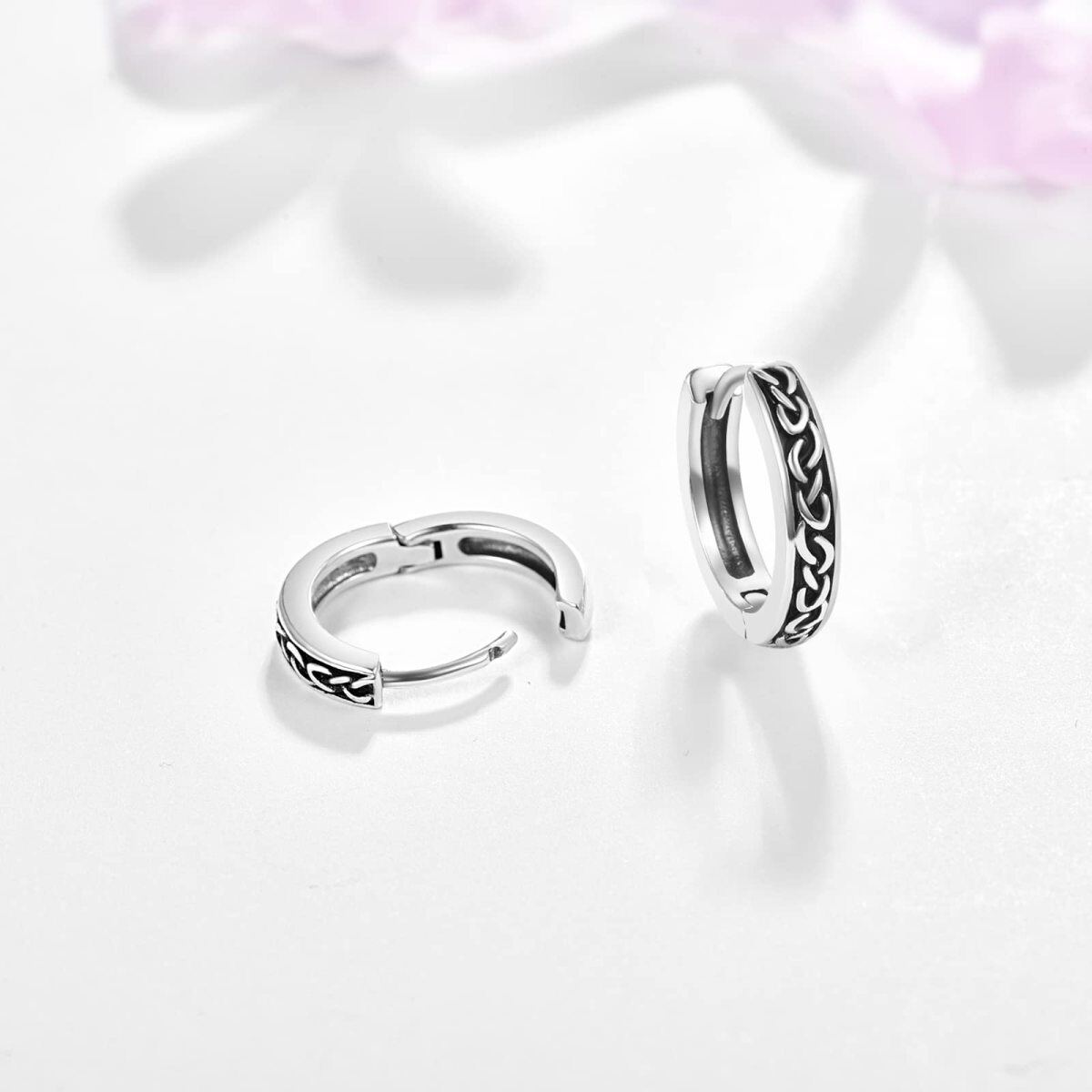 Sterling Silver Celtic Knot Hoop Earrings-3