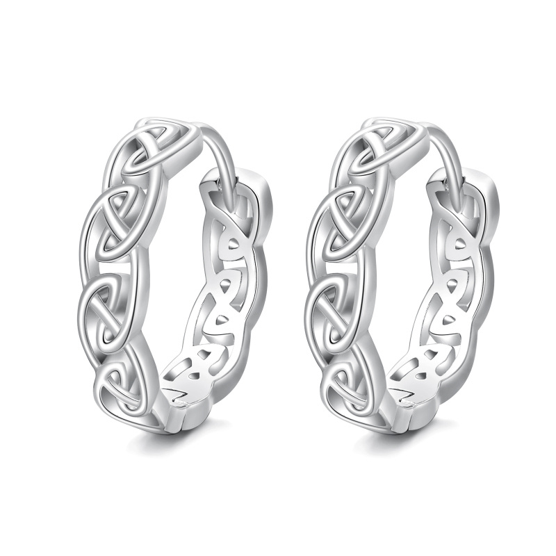 Boucles d'oreilles en argent sterling avec nœud celtique-1