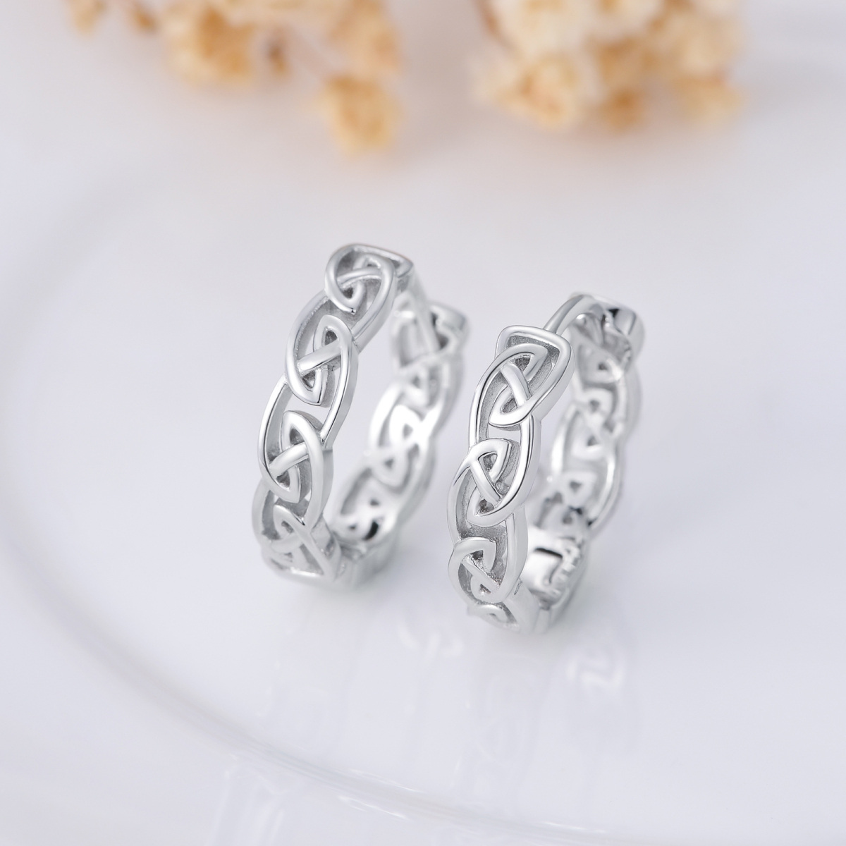 Sterling Silver Celtic Knot Hoop Earrings-4