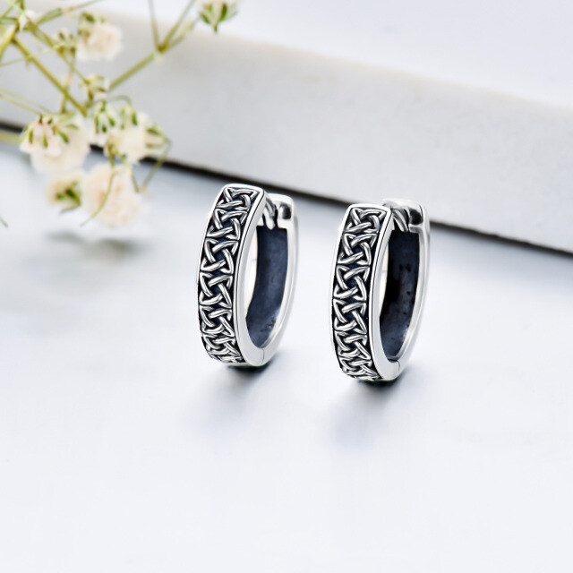 Sterling Silver Celtic Knot Hoop Earrings-4