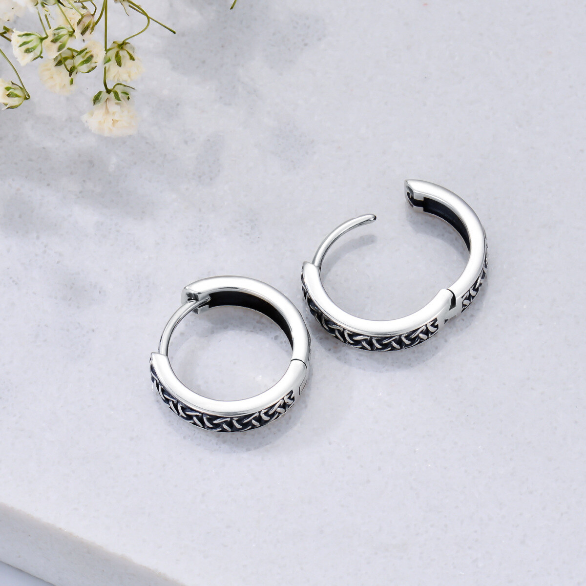 Sterling Silver Celtic Knot Hoop Earrings-5