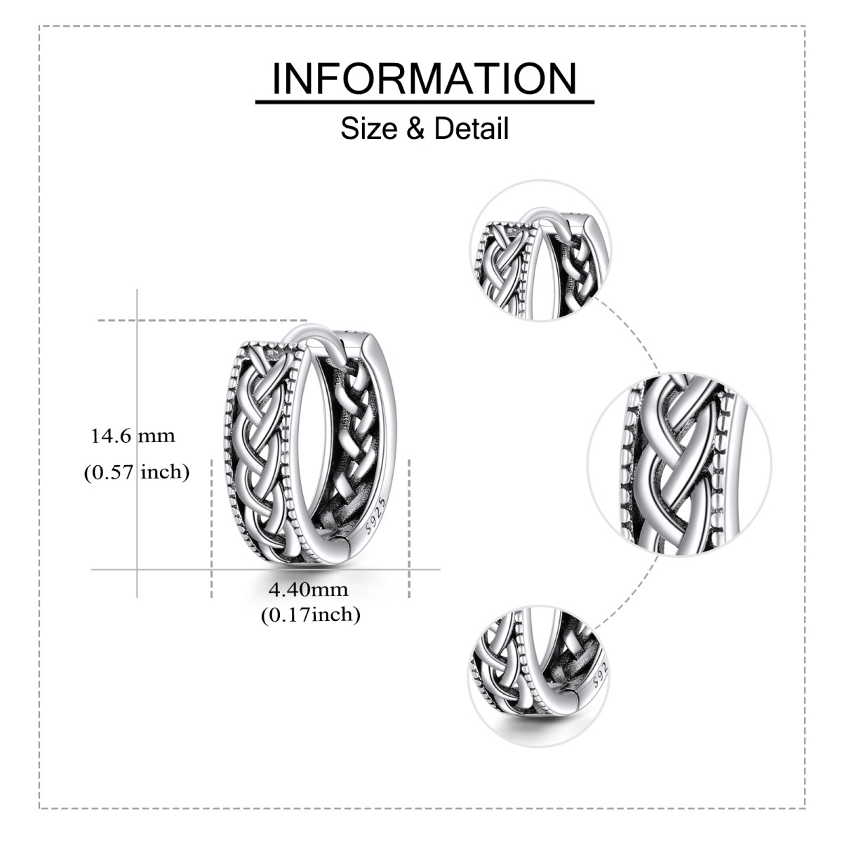 Srebrne kolczyki w kształcie węzła celtyckiego dla kobiet-5