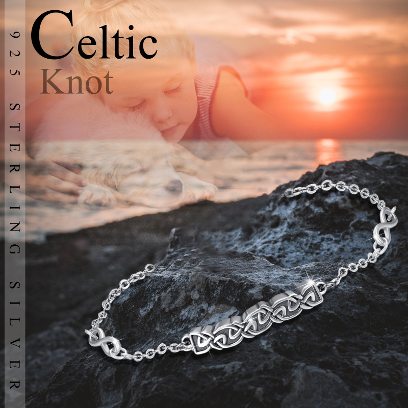 Sterling Silver Celtic Knot & Infinity Symbol Charm Bracelet-4