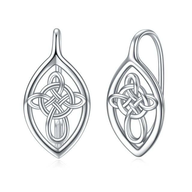 Boucles d'oreilles à levier en argent sterling avec nœud celtique-1