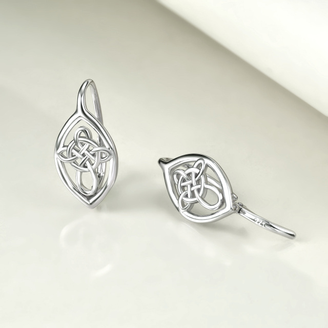 Sterling Silver Celtic Knot Lever-back Earrings-3