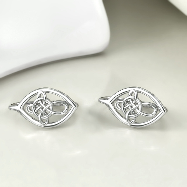 Sterling Silver Celtic Knot Lever-back Earrings-4